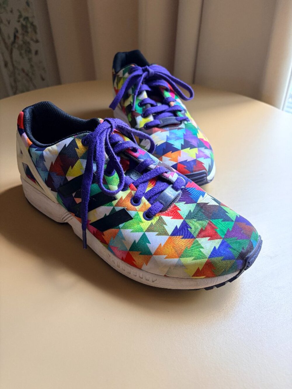 Adidas ZX Flux Prism Multicolor Geometric Triangle Print Sneakers, Women Size 9